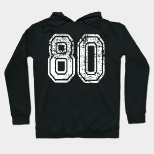 Number 80 Grungy in white Hoodie